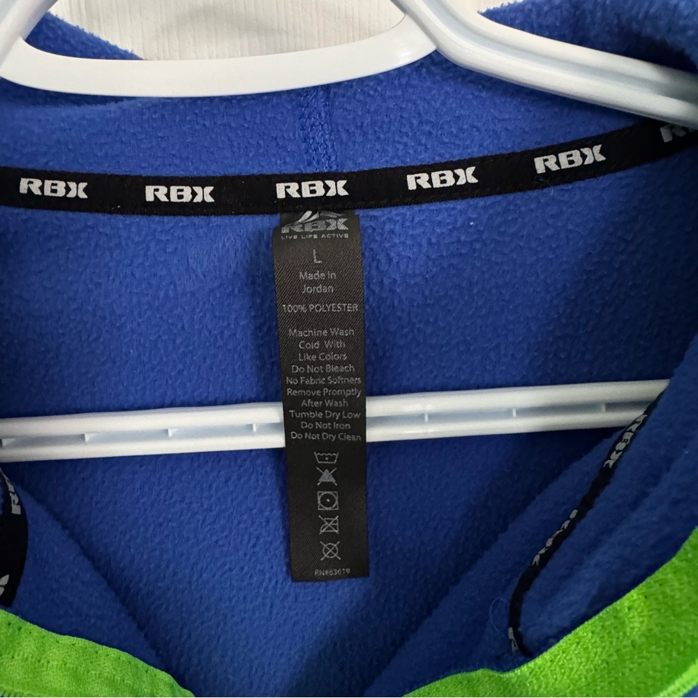 RBX Blue Full Zip Hoodie L Activewear Athletic Jacket Pockets Workout Athleisure - Picture 5 of 10